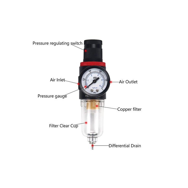 Pneumatic Filter And Regulator AFR Series Switches Oil Water Separation Moisture Regulator