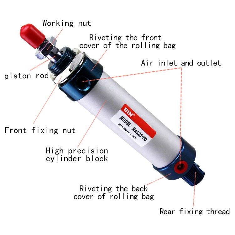 Single Acting Pneumatic Cylinder Price MAL Series Aluminum Alloy Mini Air Cylinder Manufacturer