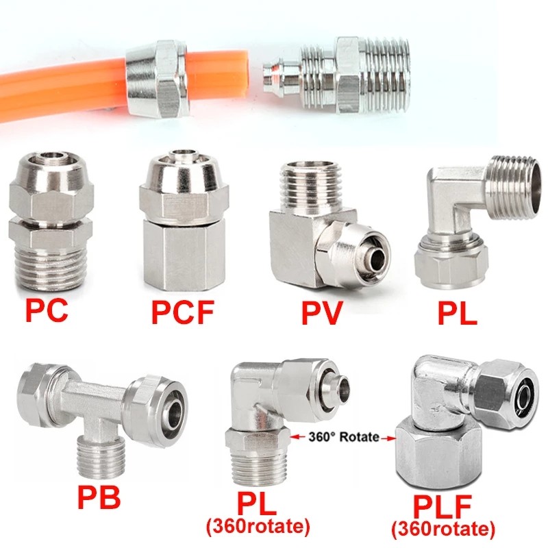 Push To Connect Pneumatic Airline Fittings Quick Wring Air Compressor Hose Quick Connector Joint