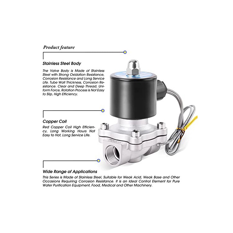 Water Solenoid Valve Factories 2S Series Stainless Steel Normally Closed Electric Solenoid Valve