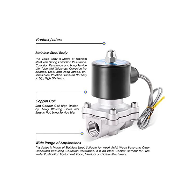 Water Solenoid Valve 24V 2S Series Stainless Steel Normally Closed Electric Solenoid Valve